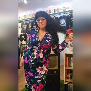 Vintage Spectator Floral Button-Up Dress